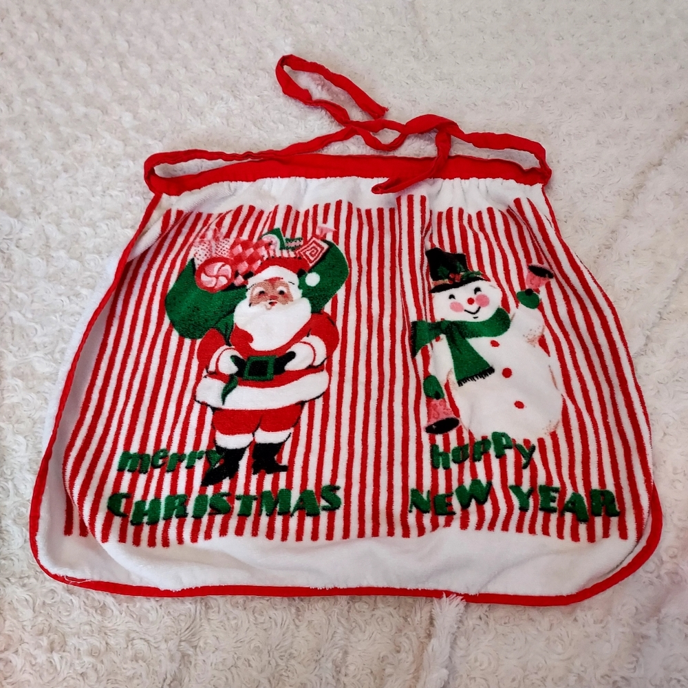 Old fashioned Retro Christmas and New Year kitchen apron Grandmacore